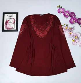 شومیز گیپوردار مدل مهگل کد 50272 (زرشکی)