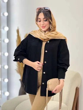 کت کتان رنگی برش‌دار دو جیب