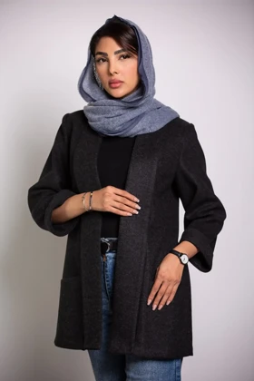 پالتو فوتر زنانه یقه شالی (مشکی)