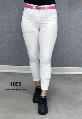 شلوار جین اسکینی سفید قد90