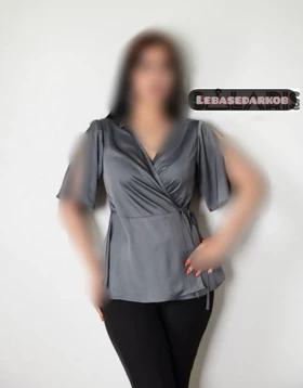 بلوز مجلسی زنانه یقه هفت ساتن سیلک