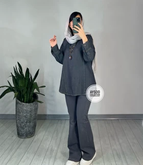 تونیک مانتویی جین آسمان