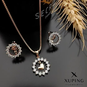نیم ست قلب نگین‌دار مدل ژوپینگ با طراحی ظریف و درخشان ژوپینگ