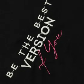 تیشرت باکسی مشکی پنبه سوپر گلدوزی با طرح Be the best version of you