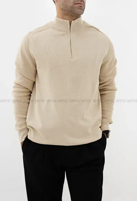 بلوز بافت یقه 5سانت نیم زیپ مردانه کد20000041