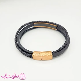 دستبند مردانه برند مون بلان مشکی رزگلد کد 370