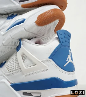 کفش کتانی ساق‌دار مردانه سفید آبی Nike air jordan 4