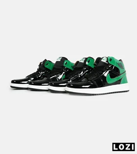 کفش کتانی ساق‌دار مردانه و زنانه مشکی سبز NIKE jordan 1