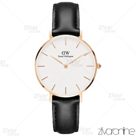 ساعت دنیل ولینگتون زنانه قاب رزگلد بند چرم مشکی مدیوم 103546
