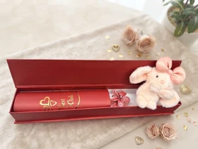 باکس هدیه خرگوش و گلسر گل خاص عرض باکس 7سانت ارسال رایگان
