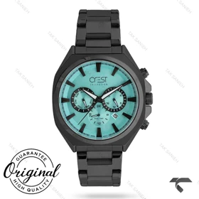 ساعت کرست مردانه 6307-1 صفحه آبی بند مشکی Crest-10938-G