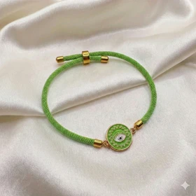 دستبند اسپرت طرح «چشم نظر سبز» (بند طنابی) | محافظت با تم بهاری