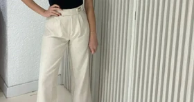 شلوار لینن راسته کرم