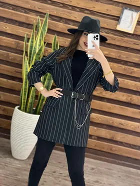 کت راه راه یقه انگلیسی