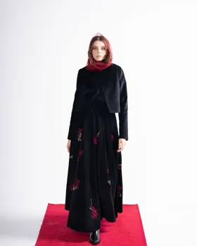 کت تکه دوزی تک‌رنگ گلدوزی