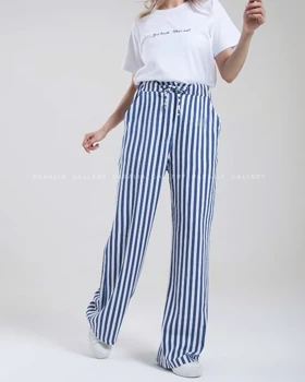 شلوار لینن راه‌راه