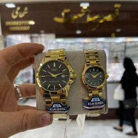 ساعت ست زنانه و مردانه کاسیو کلاسیک CL9124 طلایی صفحه مشکی