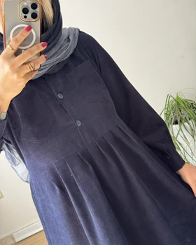 پیراهن مانتویی پاییزه آنیل جیب‌دار 5