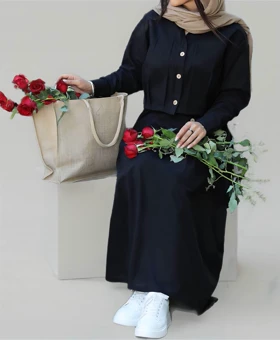 کراپ کت دامن لینن دکمه دار
