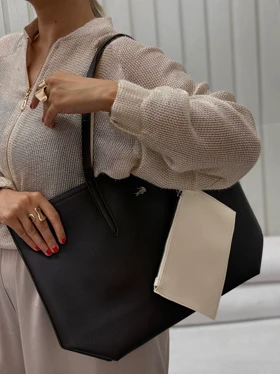کیف زنانه دو رو لاگوست (قهوه ای داخل کرم)