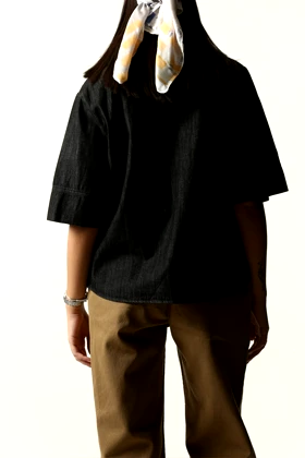 شومیز آستین کوتاه جین زنانه