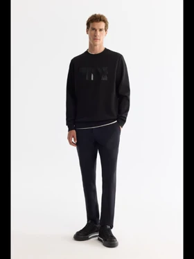 سویشرت یقه گرد مشکی طرح دار / برند آووا ترکیه AVVA