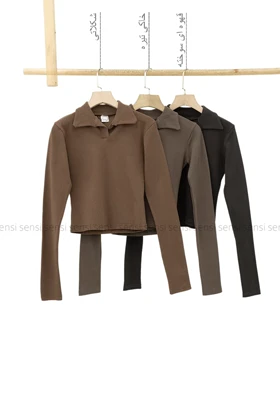 کراپ کبریتی کشی یقه دار کد1005074