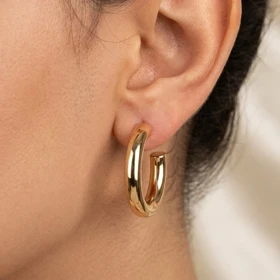 گوشواره زنانه حلقهای مدل زرین ژوپینگ طلایی