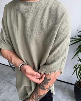 تیشرت حصیری کنفی MSW رنگ پسته ای