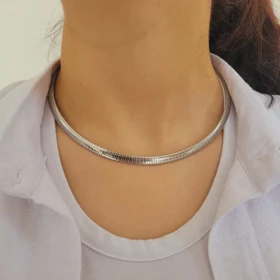 گردنبند چوکر (طوق) گردن مدل ماری نقره ای