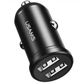 شارژر فندکی یوسامز USAMS مدل CC114 دو پورت USB با جریان 2.4 آمپر