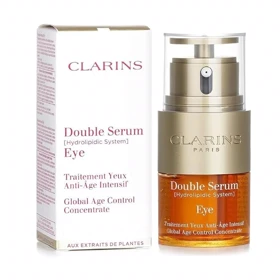 سرم دور چشم ضدچروک و آبرسان کلارنس مدل Double Serum حاوی کافئین و هیالورونیک اسید حجم 20 میلی‌لیتر
