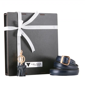 ست هدیه زنانه چرم یلسان مدل آتیس کد PRM-GN-067 (سرمه ای)