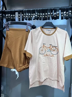 ست دخترانه تیشرت شلوار دوچرخه