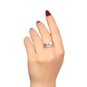 انگشتر حلقه و پشت حلقه سفید سایز 8-9