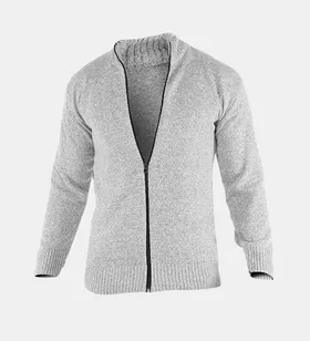 ژاکت بافت مردانه زیپ‌دار یقه ایستاده طوسی Lima