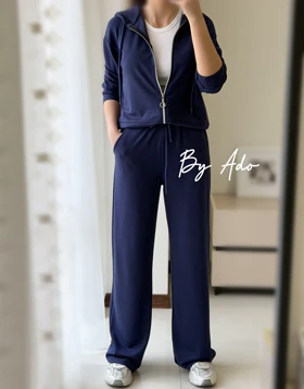 ست سویشرت شلوار آبی نفتی 0431
