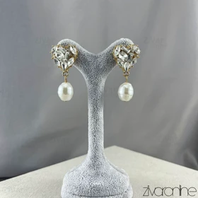 گوشواره مجلسی مدل قلب نگین‌دار 20351