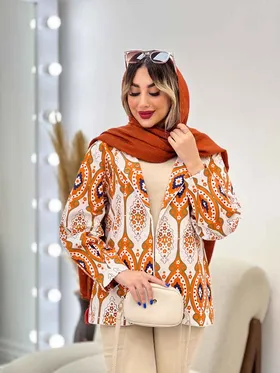مانتو طرح دار مغزی دوزی