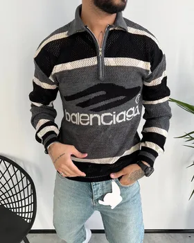 بافت نیم زیپ نازک BALENCIAGA رنگ طوسی مشکی