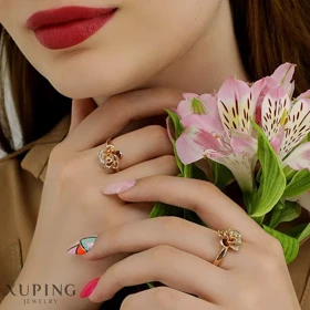 انگشتر طرح رز نگین‌دار ژوپینگ، ظرافت بی‌نظیر در دستان شما Xuping