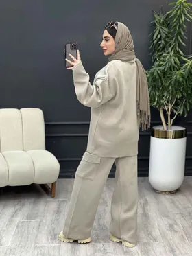 ست بافت و شلوار جیب پاکتی