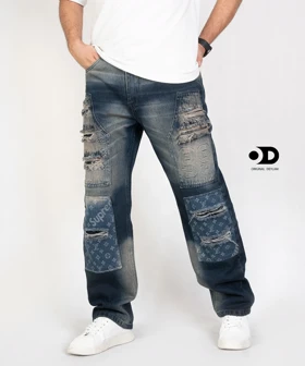 شلوار جین بگ کاستوم شده رنگ خاص کد 83