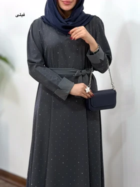 پیراهن مانتویی بلند نگین