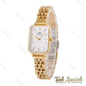 ساعت DW زنانه مستطیلی بند فلزی طلایی صفحه سفید DW-4815-L