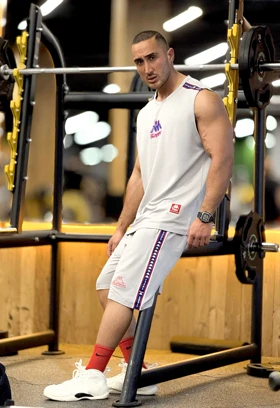 ست رکابی و شلوارک کاپا kappa بسکتبالی بدنسازی سفید استخوانی