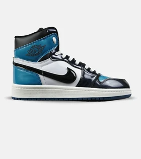 کفش کتانی ساق‌دار مردانه و زنانه مشکی سفید آبی NIKE jordan 1 مدل 7674