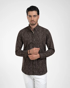 ام کی کالکشن پیراهن آستین بلند mk-22459-brown