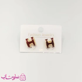 گوشواره زنانه هرمس استیل رنگ زرشکی کد 50