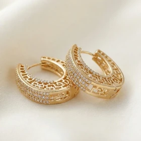 گوشواره ژوپینگ طرح اسلیمی (توری) آویز